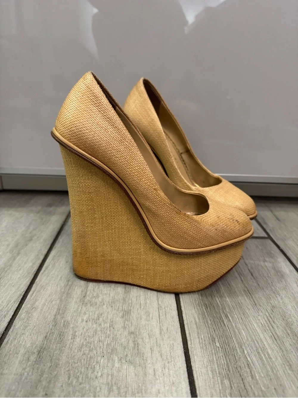 Charlotte Olympia Beige/Tan Platform Pumps